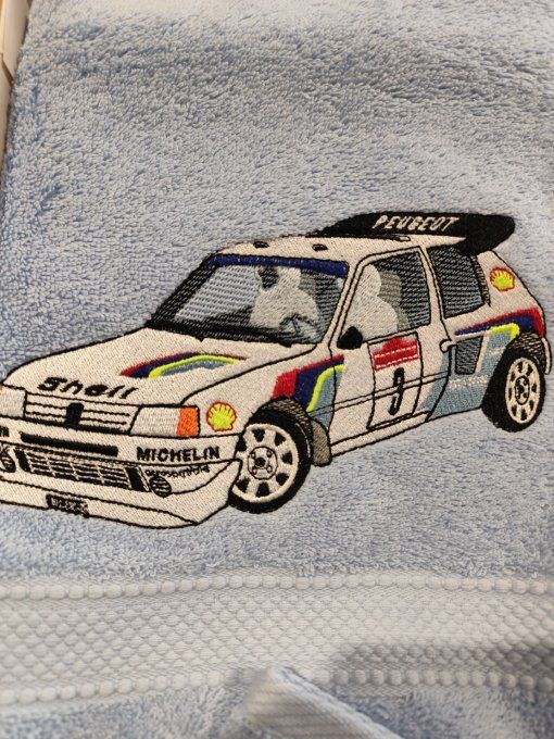 COFFRET  SERVIETTE  BRODEE + GANT     205 rallye 