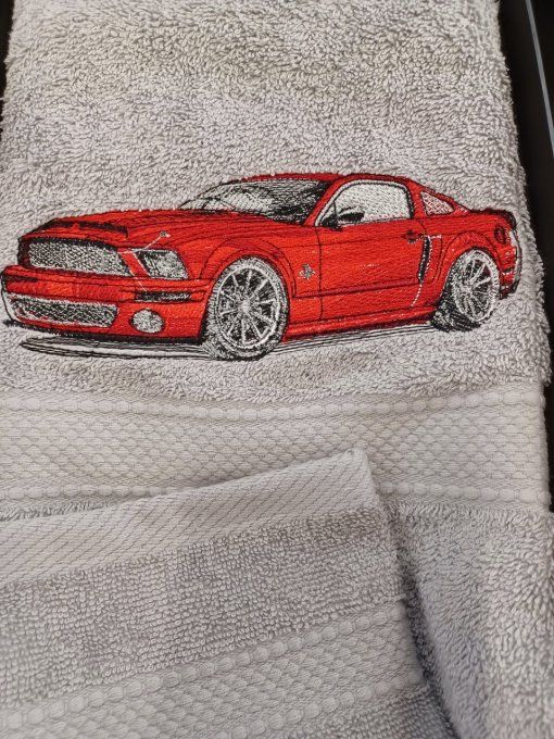 COFFRET  SERVIETTE + GANT BRODERIE COBRA