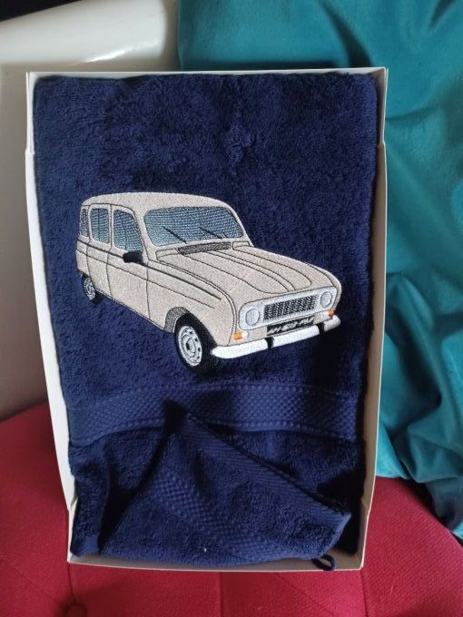 COFFRET  SERVIETTE + GANT BRODERIE 4L